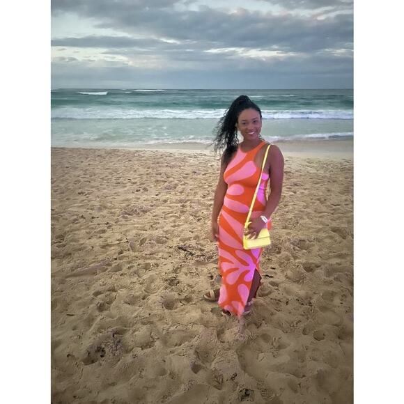 SOLID & STRIPED Carnation Pink Clementine Orange Sia Maxi Dress Size Small - Picture 15 of 16